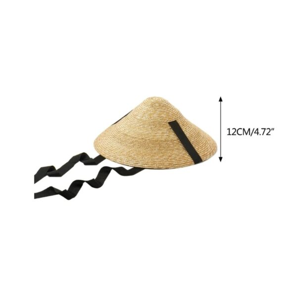 Chapeau de Paille Conique observateur Longue Sangle et Large Bord Accessoire de Plage la Mode pour.jpg