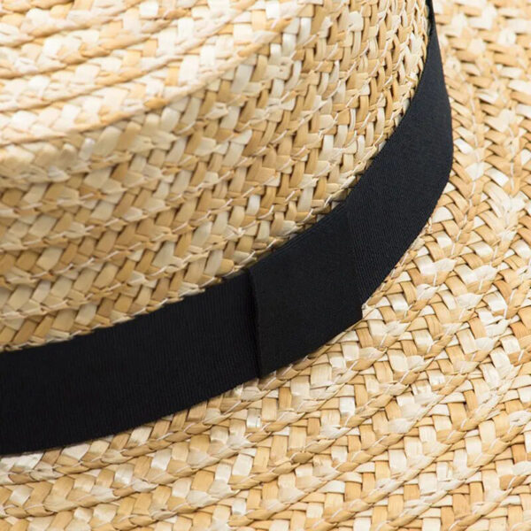 Chapeau de paille large bord pour femmes Chapeau de soleil noir Panama plage t.jpg 1